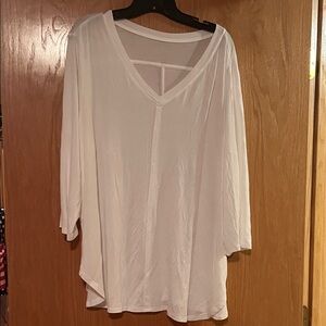 White V-Neck Loose Fit Top